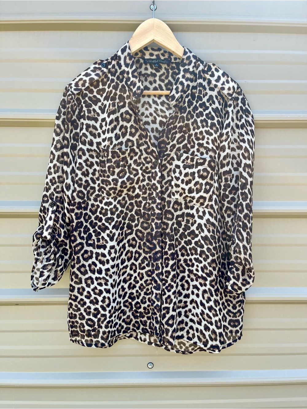Leopard Print Button-Up Blouse - Picture 2 of 5